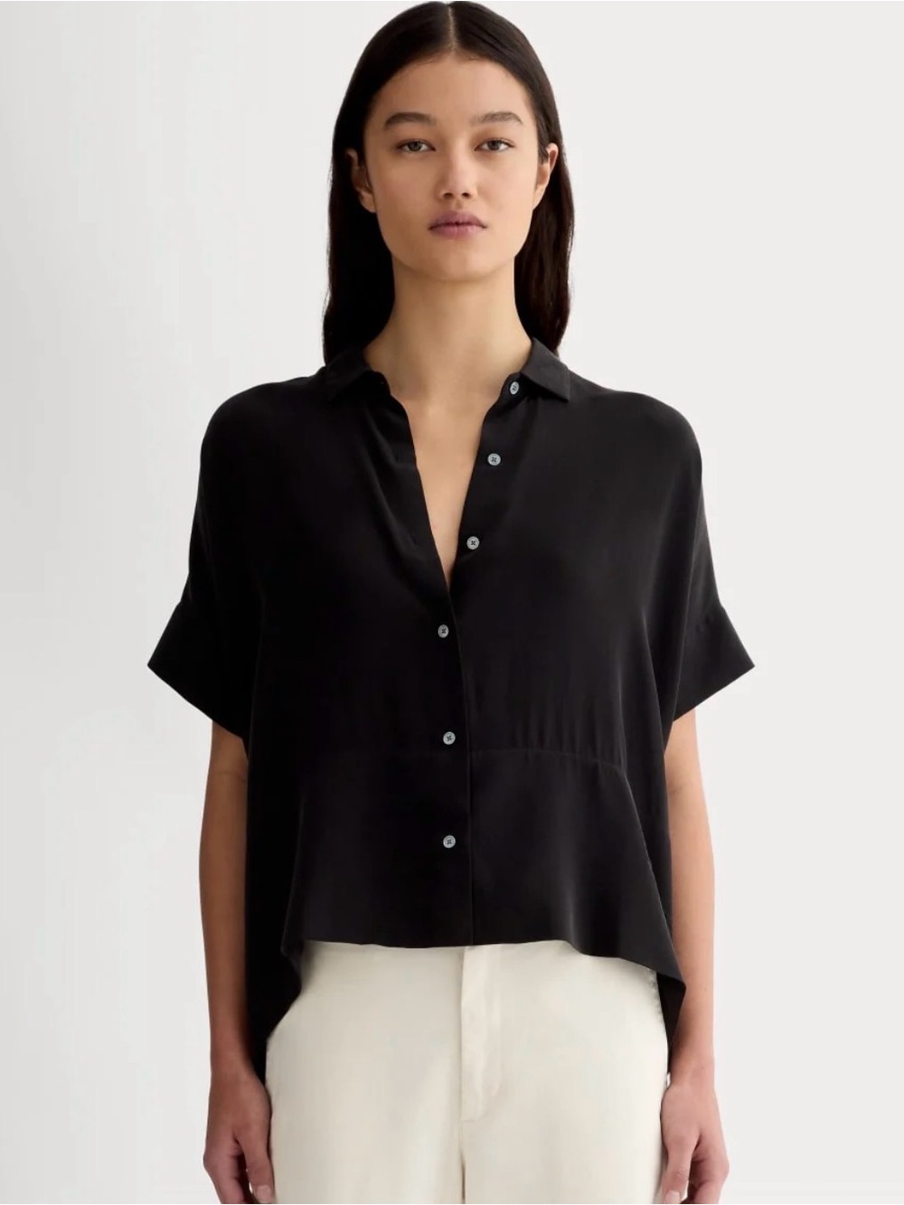 Everlane The Square Silk Shirt Black Size 10